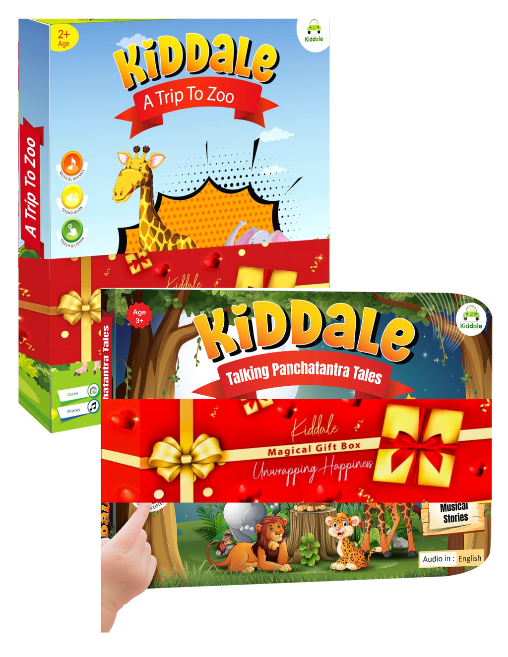 Kiddale Pack of 2 Musical Sound Books for Kids – Trip to Zoo & English Panchatantra Stories – Interactive Learning & Fun Sounds for Toddlers & Children