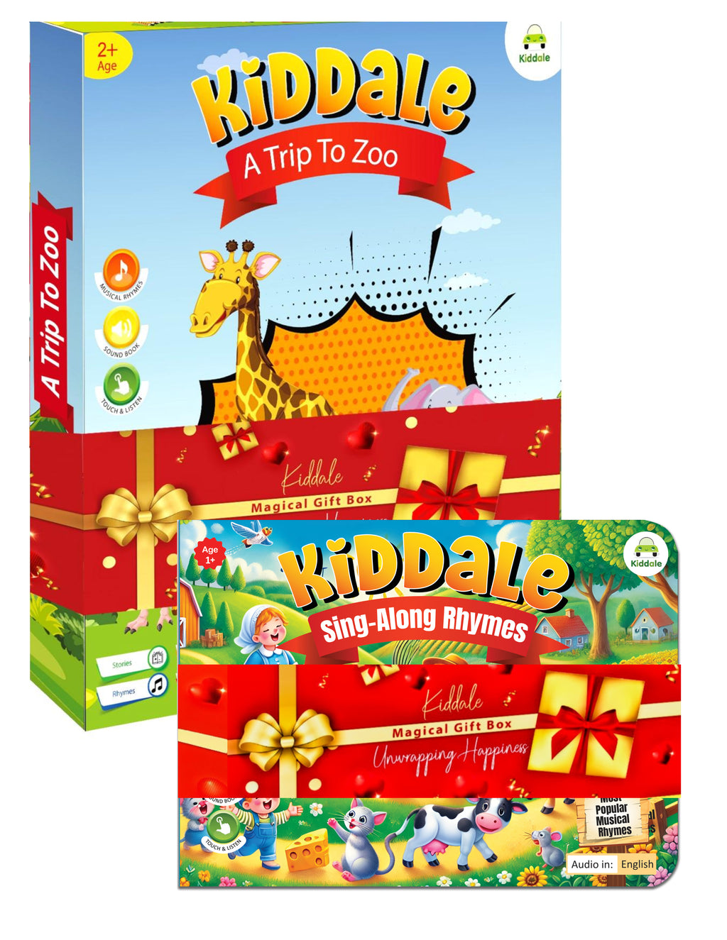 Kiddale Pack of 2 Musical Sound Books – Trip to the Zoo & Sing-Along Rhymes | Interactive Learning Books for Toddlers & Kids