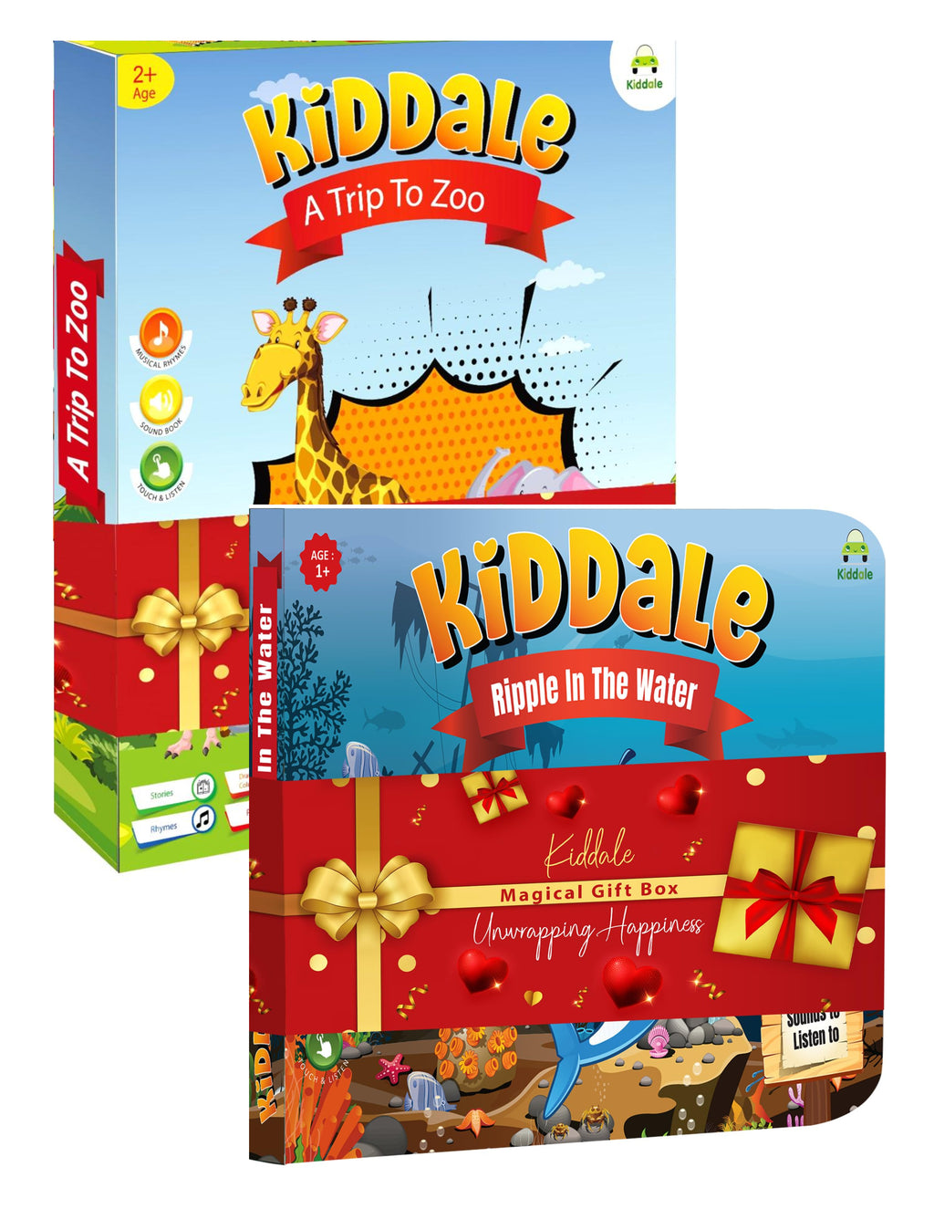 Kiddale Pack of 2 Musical Sound Books – Trip to Zoo & Ripple in The Water | Interactive Learning Books for Toddlers & Kids