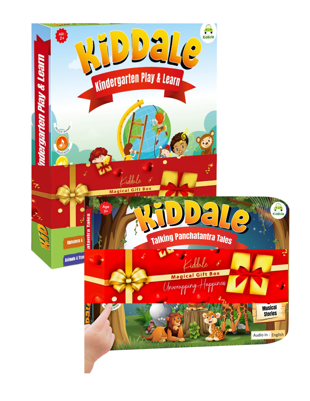 Kiddale Pack of 2 Musical Sound Books – Play N Learn & English Panchatantra | Interactive Early Learning & Storytime for Kids
