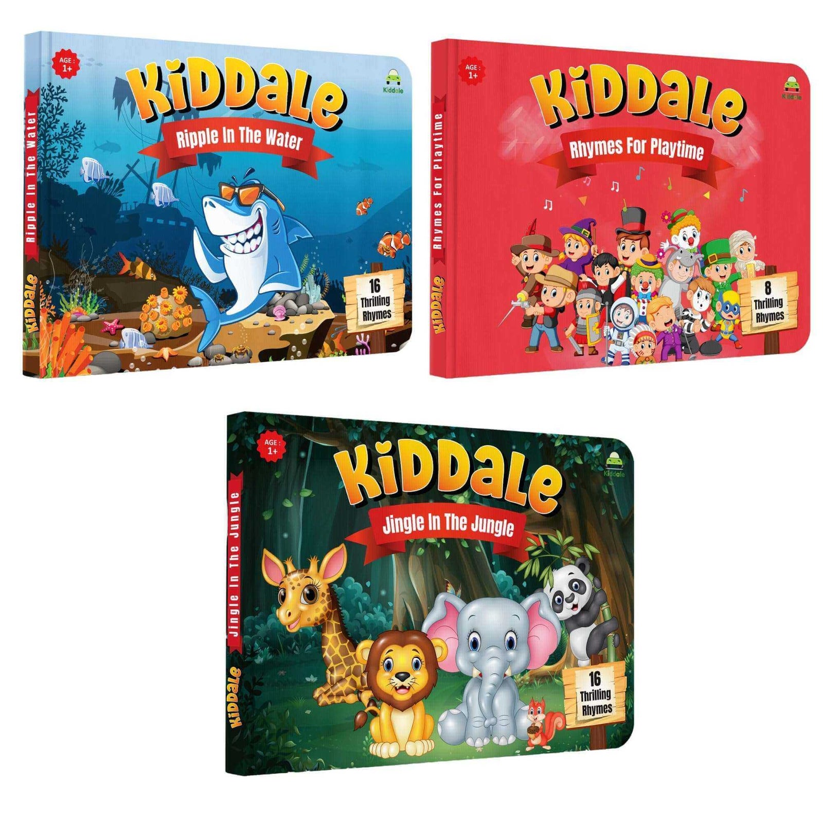 Kiddale Set of 3 Childhood Board Books with Nursery Rhymes