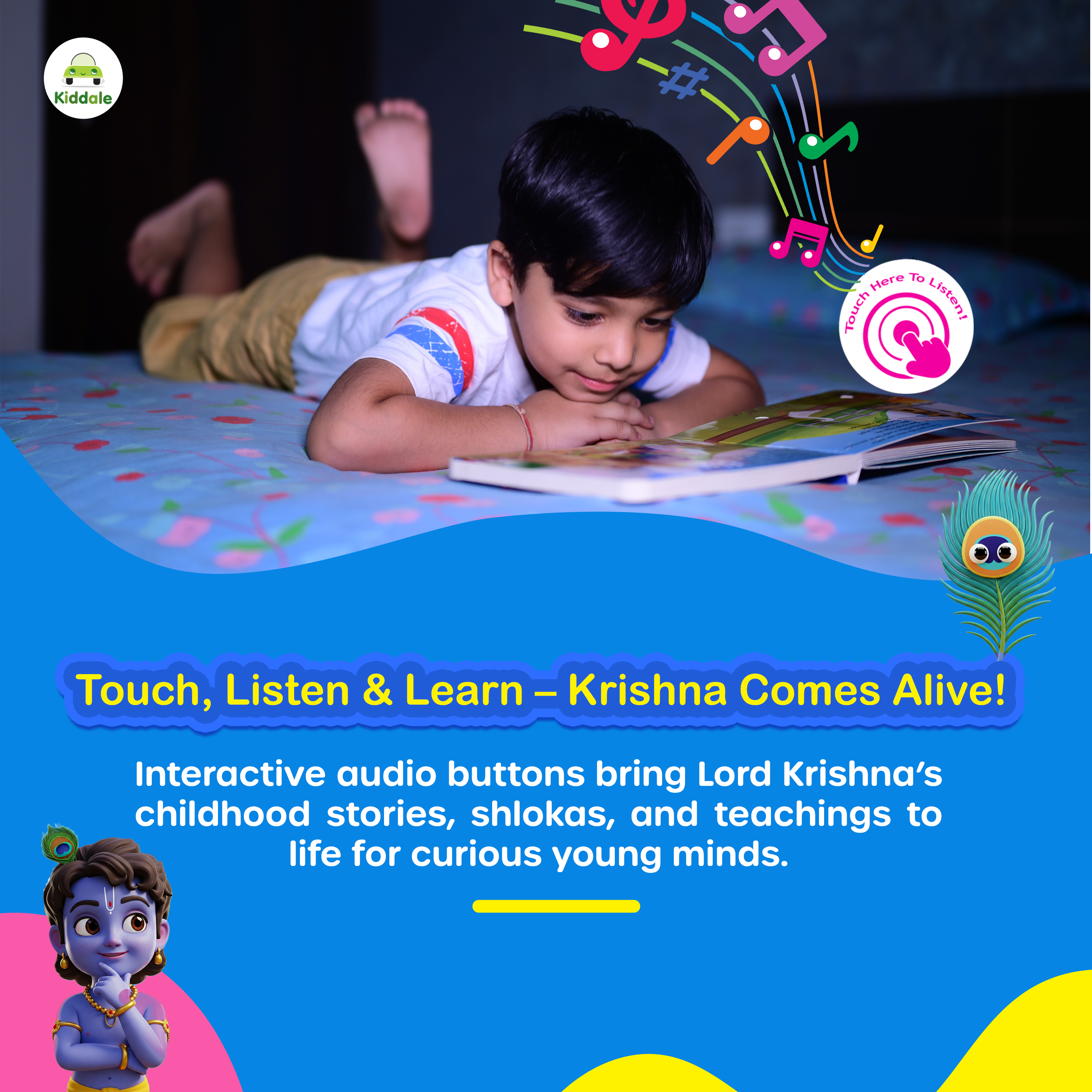 Kiddale Musical Books Trio: Ramayana, Krishna, Shlokas & Mantras - Interactive Pack of 3.