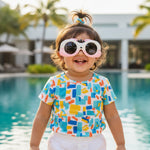 Kiddale Kids Sunglasses for Boys & Girls | UV400 Polarized Sun Glasses | Flexible TPEE Frame |Color White/Pink