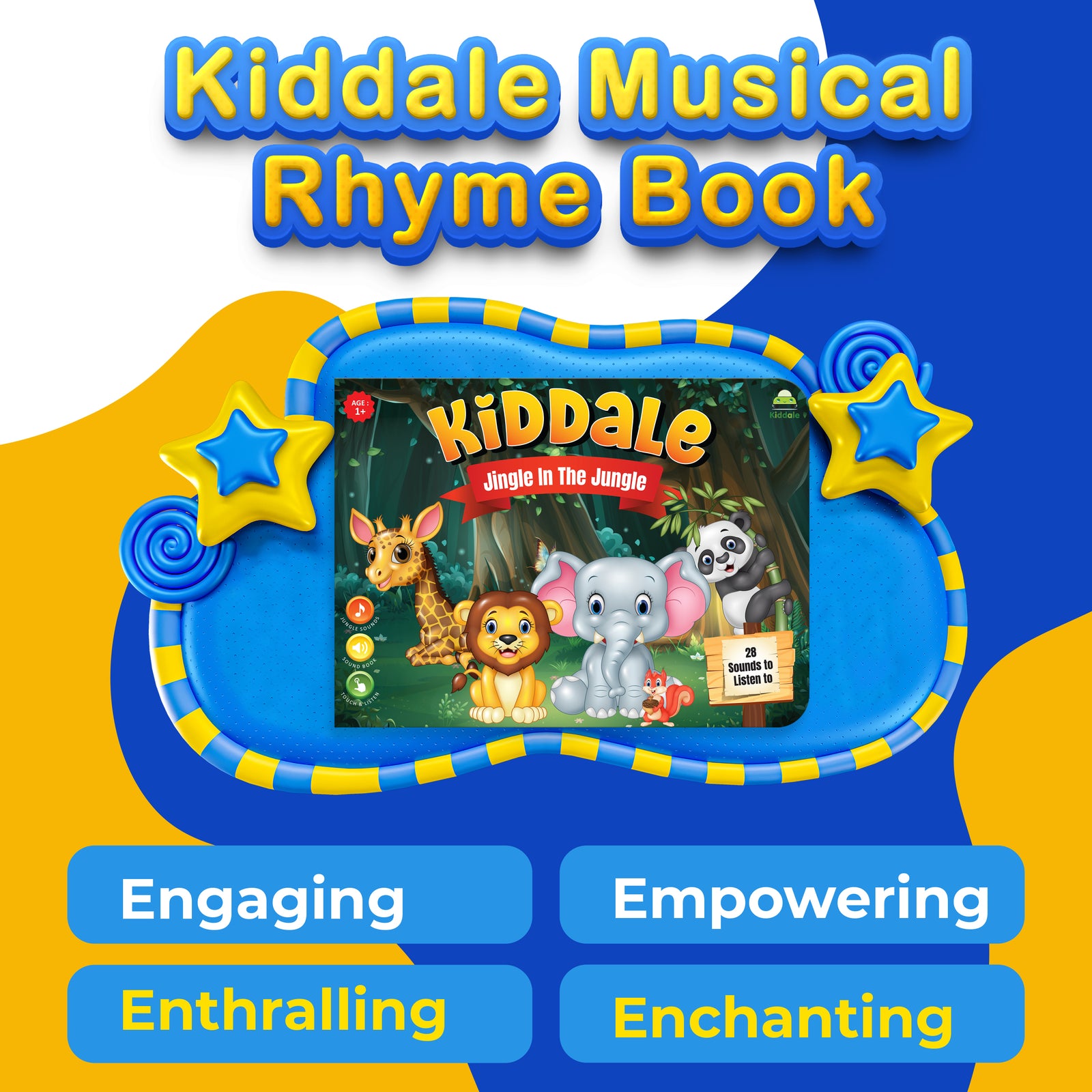 Kiddale 2-Pack Jingle in the Jungle and Hindi Nursery Rhyme Musical Interactive Sound Books