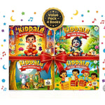 Kiddale Pack of 4 — Krishna & Shlokas Sound Books + IQ Activities & Panchatantra Board Books