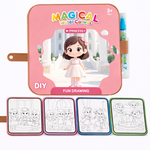 Kiddale Magic Reusable Water Painting Book for Kids 3-8 years | Princess Theme | Water Color Fun with Water Pen | 4 Paint Pages & 2 Princess Sticker Sheets | Mess-Free Creative Play