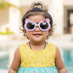 Kiddale Kids Sunglasses for Boys & Girls | UV Polarized Lenses | Flexible TPEE Material | Color Purple/Pink