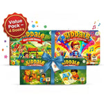 Kiddale Pack of 4 | 2 Musical Rhymes Books + Trace & Learn & Color Peekaboo Activity Board Books