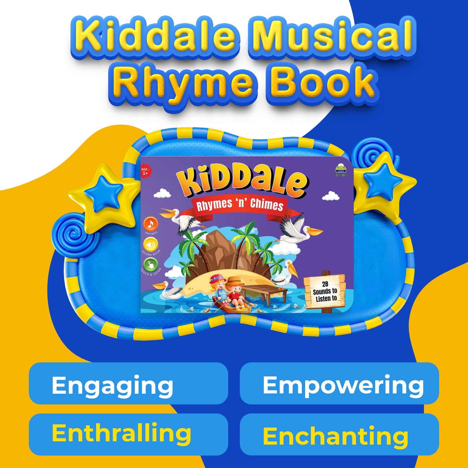 Kiddale 3-Pack Rhymes n Chimes, Hindi and English Panchatantra Musical Interactive Sound Books