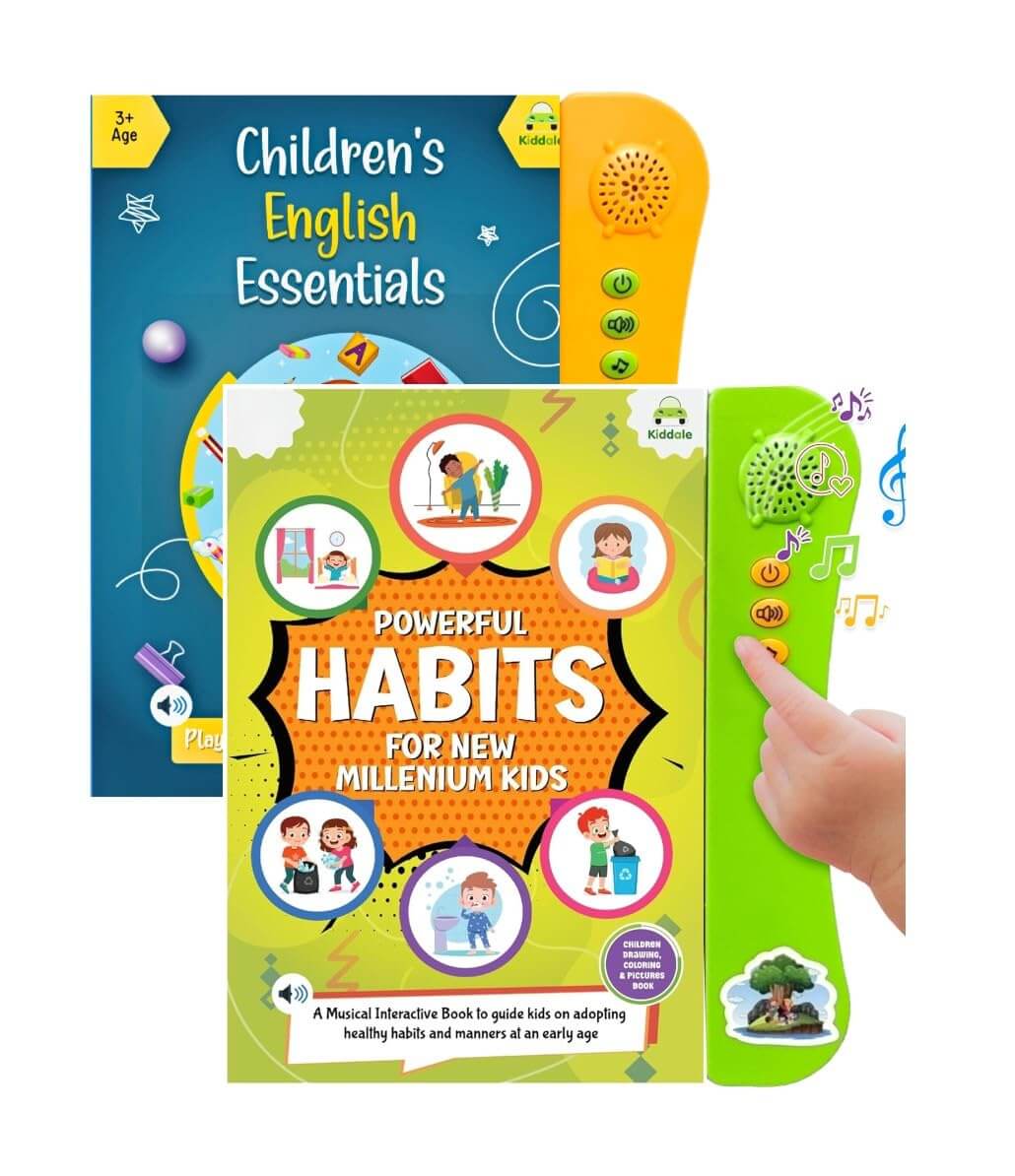 Kiddale Pack of 2 Musical Interactive Children Sound Books: Powerful Habits & English Essentials