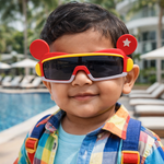 Kiddale Kids Sunglasses for Boys & Girls | UV400 Polarized Sun Glasses | Flexible TPEE Frame |Color Red/Yellow