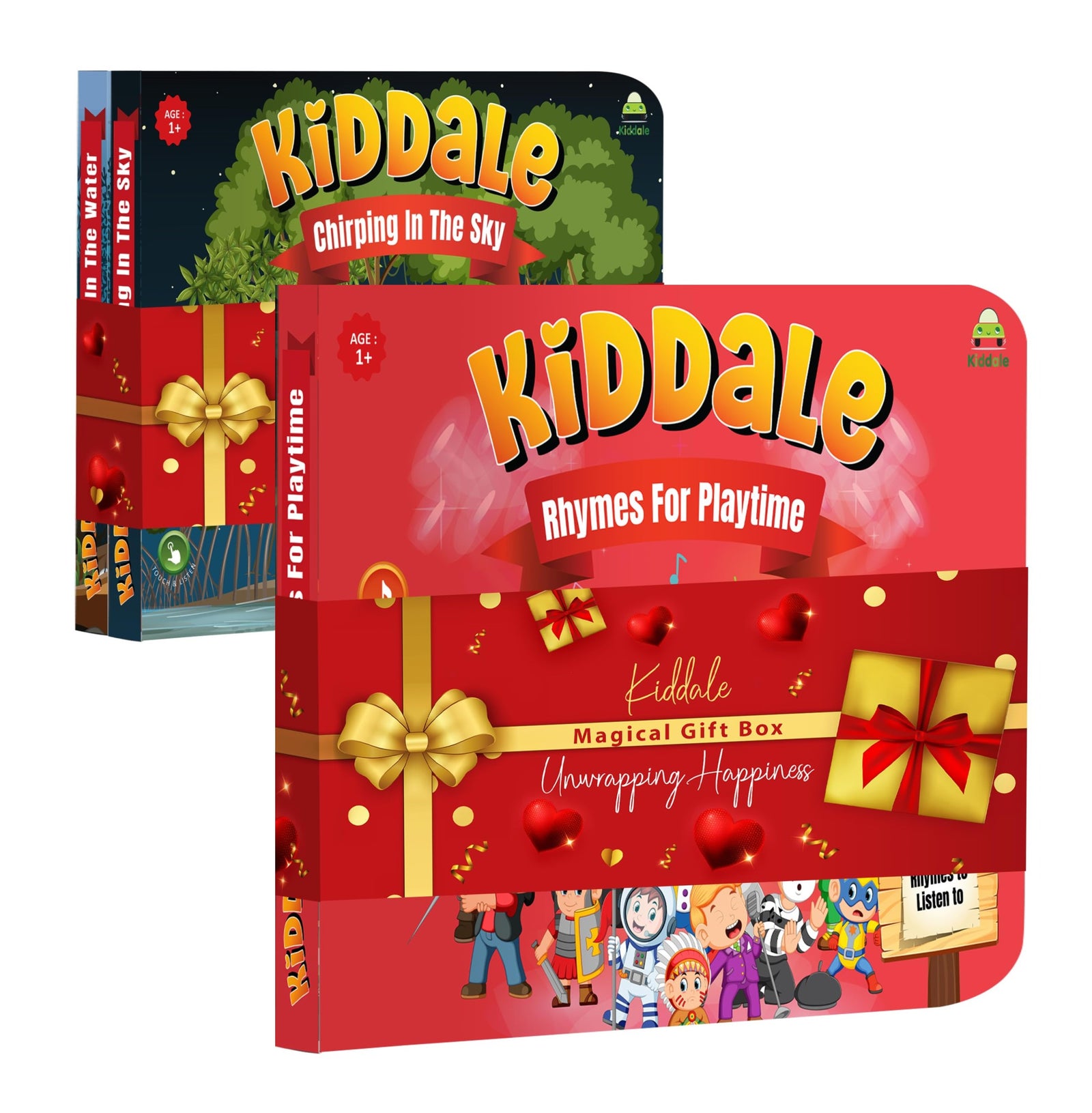 Kiddale Pack of 3: Rhymes for Playtime Sound Book + 2 Non-Sound Board Books - Ripple in the Water and Chirping in the Sky | Best Alternative to Mobile Phone and Laptop| Perfect Gift for Kids Aged 2-5