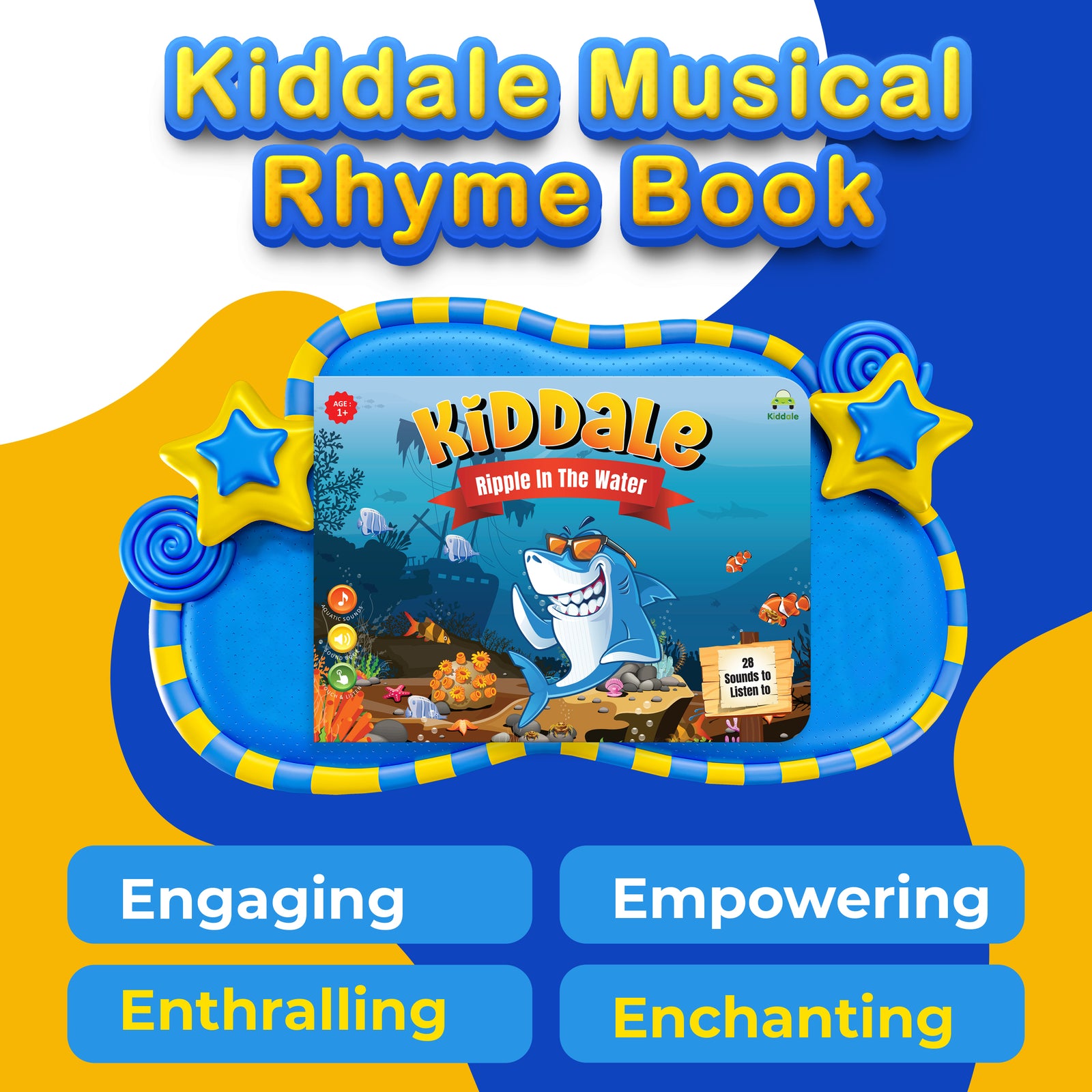 Kiddale 3-Pack Ripple in the Water, Chirping in the Sky and Hindi Nursery Rhyme Musical Interactive Sound Books