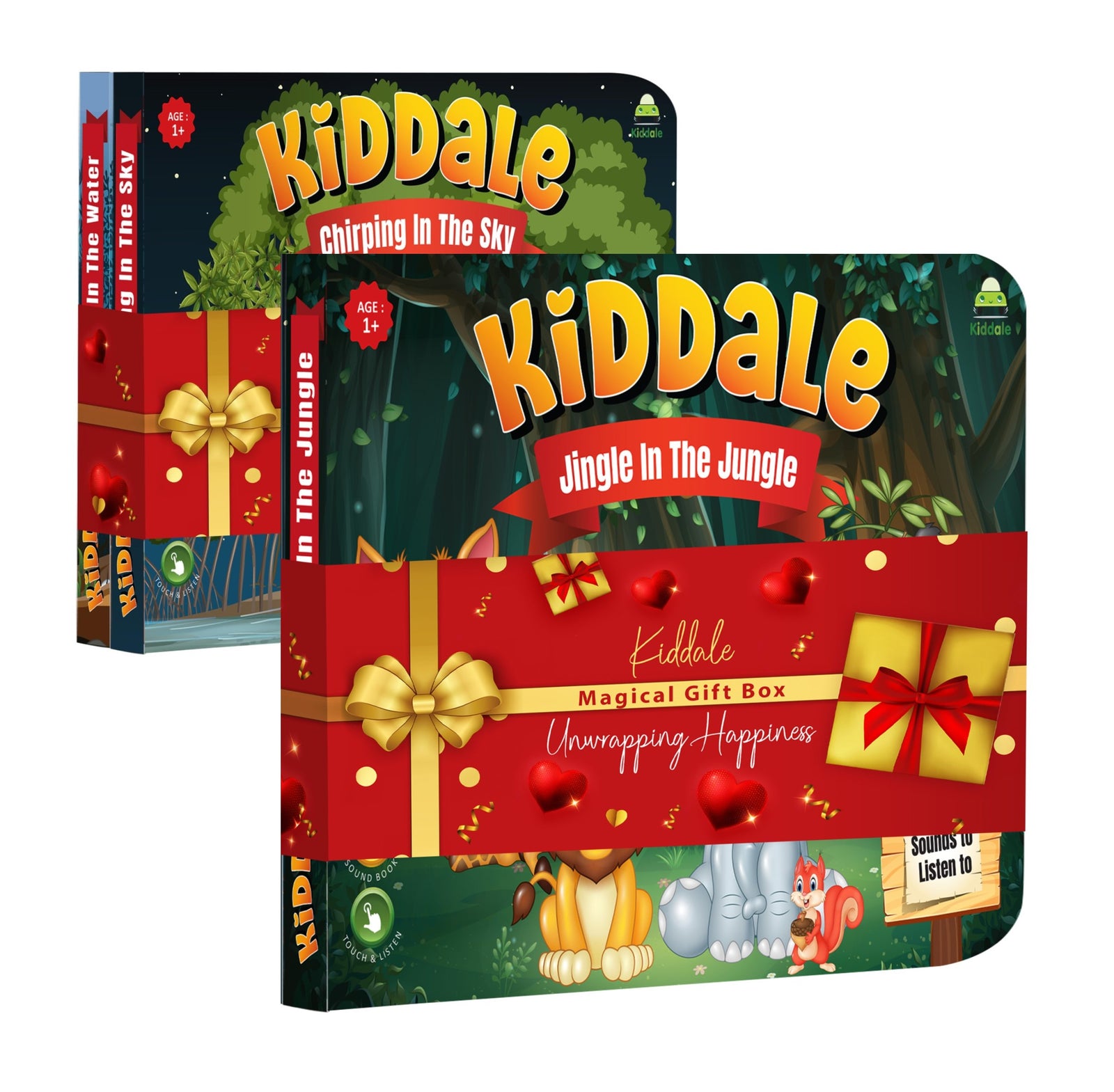 Kiddale Pack of 3: Jingle in Jungle  Sound Book + 2 Non-Sound Board Books - Ripple in the Water and Chirping in the Sky | Best Alternative to Mobile Phone and Laptop| Perfect Gift for Kids Aged 2-5