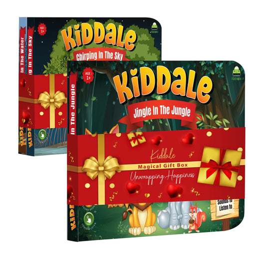 Kiddale Pack of 3: Jingle in Jungle  Sound Book + 2 Non-Sound Board Books - Ripple in the Water and Chirping in the Sky | Best Alternative to Mobile Phone and Laptop| Perfect Gift for Kids Aged 2-5