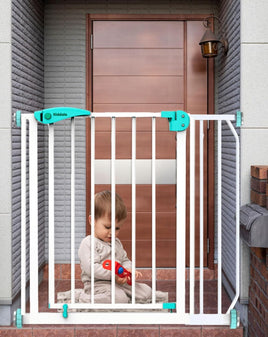 बच्चों, बच्चों, पालतू जानवरों, शिशुओं के लिए किडेल बेबी सेफ्टी गेट (97-106 सेमी) | घर के मुख्य दरवाजे के लिए उपयुक्त|डबल लॉकिंग तंत्र और ऑटो क्लोजर| सीढ़ियाँ, रसोई, बालकनी | सुरक्षा के लिए बाल सुरक्षा द्वार 