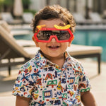 Kiddale Kids Sunglasses for Boys & Girls | UV400 Polarized Sun Glasses | Flexible TPEE Frame |Color Red/Yellow