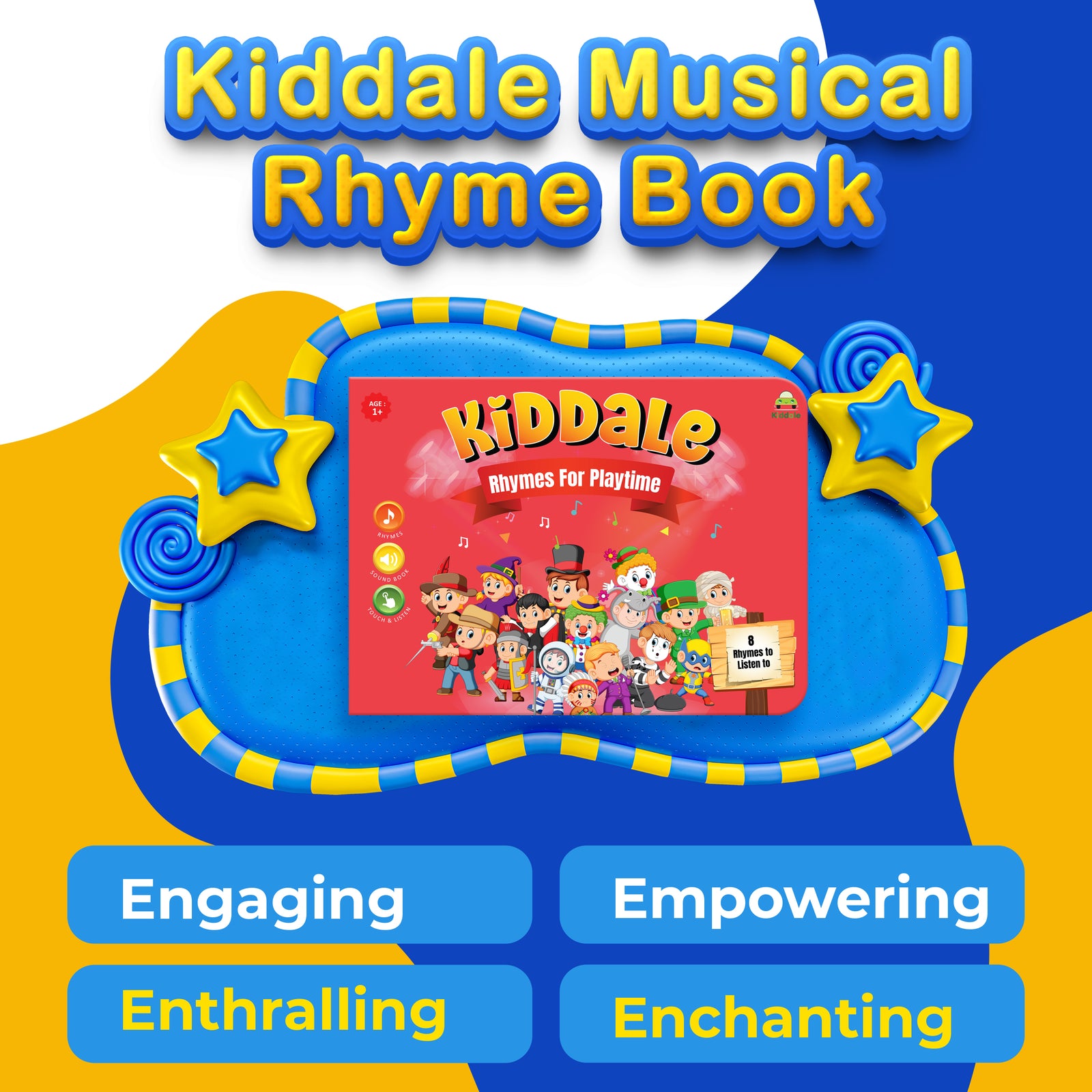 Kiddale 3-Pack Rhymes for Playtime, Music on the Farm and Hindi Nursery Rhyme Musical Interactive Sound Books