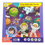 Kiddale Space Story Magnetic Puzzle Book(3-7yrs) | Zuzu & Max Space Adventure & Galaxy Rescue Stories with 2 Picture Puzzles | Fun Activity Book for Kids