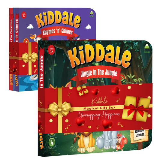 Kiddale Pack of 3: Jingle in the Jungle  Sound Book + 2 Non-Sound Board Books - Rhymes for Chimes and Rhymes for Playtime | Best Alternative to Mobile Phone and Laptop| Perfect Gift for Kids Aged 2-5