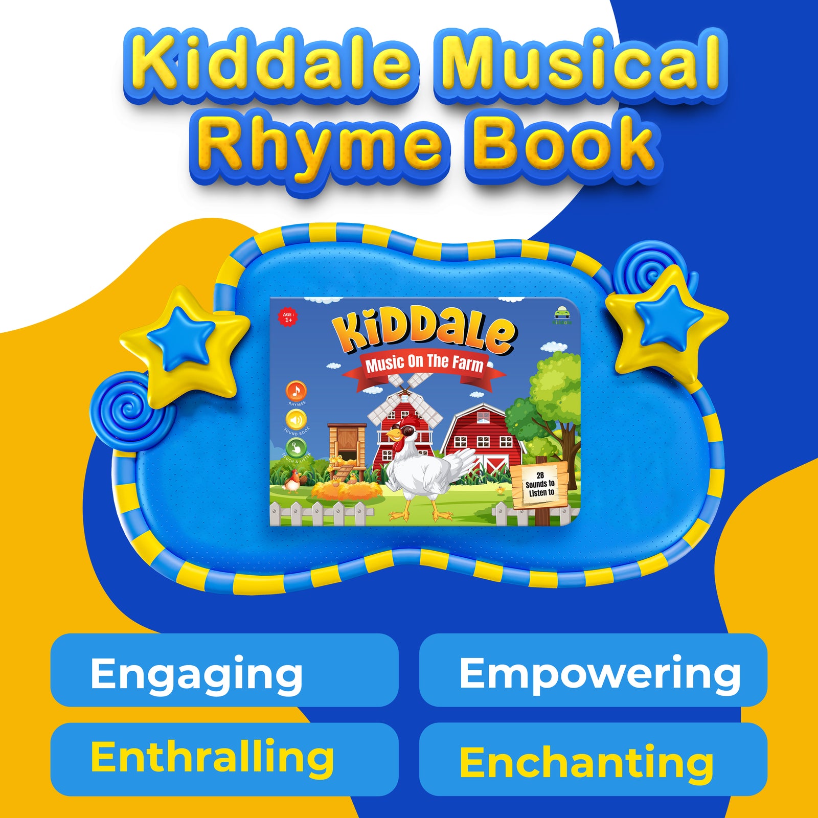 Kiddale 3-Pack Music on the Farm, Hindi and English Panchatantra Musical Interactive Sound Books