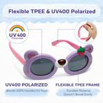 Kiddale Kids Sunglasses for Boys & Girls | UV Polarized Lenses | Flexible TPEE Material | Color Purple/Pink