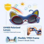 Kiddale Kids Sunglasses for Boys & Girls | UV Polarized Lenses | Flexible TPEE Material |Color Blue