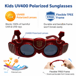 Kiddale Kids Sunglasses for Boys & Girls | UV Polarized Lenses | Flexible TPEE Material |Color Red