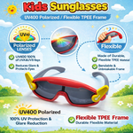 Kiddale Cool Trendy Kids Sunglasses for Boys and Girls – UV400 Polarized | Flexible TPEE Frame |Color: Red