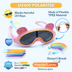 Kiddale Trendy Kids Polarized Sunglasses for Boys and Girls – UV400 Protection | Flexible TPEE Material |Color Pink