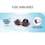 Kiddale Kids Polarized Sunglasses for Boys & Girls – UV400 | Flexible TPEE Frame |Color Pink