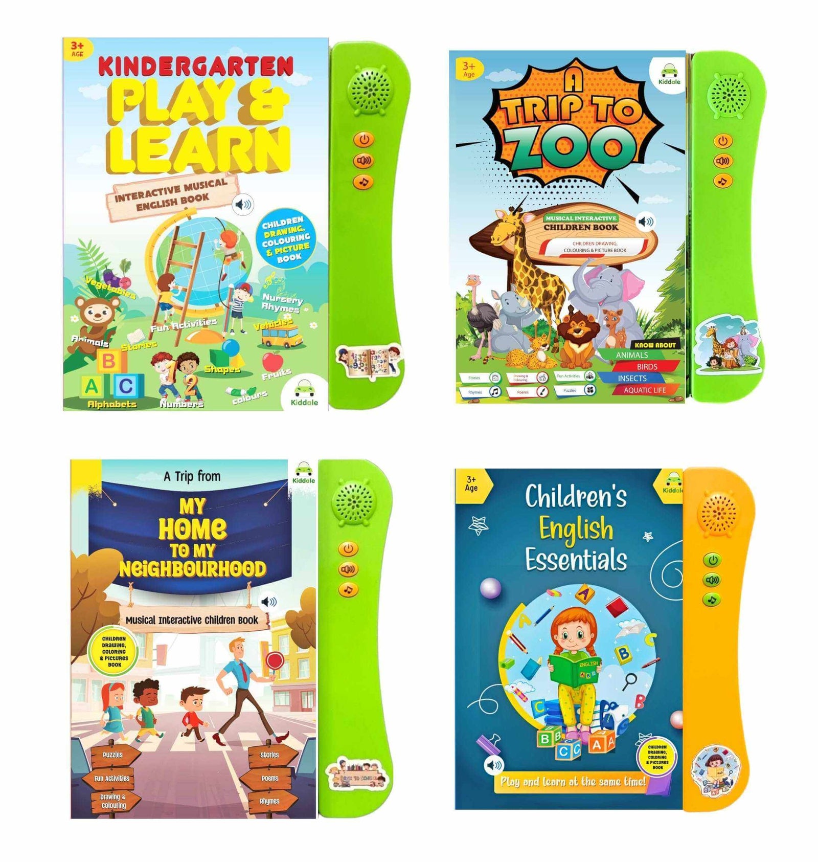 Kiddale 4-Pack Musical Interactive Sound Books
