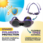 Kiddale Trendy Kids Polarized Sunglasses for Boys and Girls – UV400 Protection | Flexible TPEE Material |Color Purple