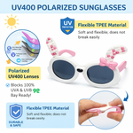 Kiddale Kids Polarized Sunglasses for Boys & Girls – UV400 | Flexible TPEE Frame |White/Pink