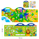 Kiddale Pack of 3 Sticker Books for Kids | Reusable & Washable Stickers | Big Fold-Out Play Scenes | Easy Carry Travel Activity Book for Toddlers