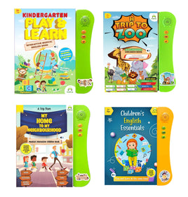 Kiddale Pack of 4 Musical Interactive Sound Books:ABC book,Trip to Zoo, Home to Neighbourhood & English Essentials|Ideal Gift for Toddler|E Learning Book|Smart Intelligent Activity Book|Nursery Rhymes