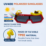 Kiddale Kids Sunglasses for Boys & Girls | UV400 Polarized Sun Glasses | Flexible TPEE Frame |Color Red/Yellow