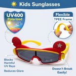 Kiddale Kids Sunglasses for Boys & Girls | UV400 Polarized Sun Glasses | Flexible TPEE Frame |Color Red/Yellow
