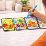 Kiddale Reusable Water Painting Book for Kids 3-8 years | Fruit Theme | Magic Water Coloring with Water Pen | 4 Reusable Painting Pages & 2 Fruit Sticker Sheets | Mess-Free Travel Activity Book