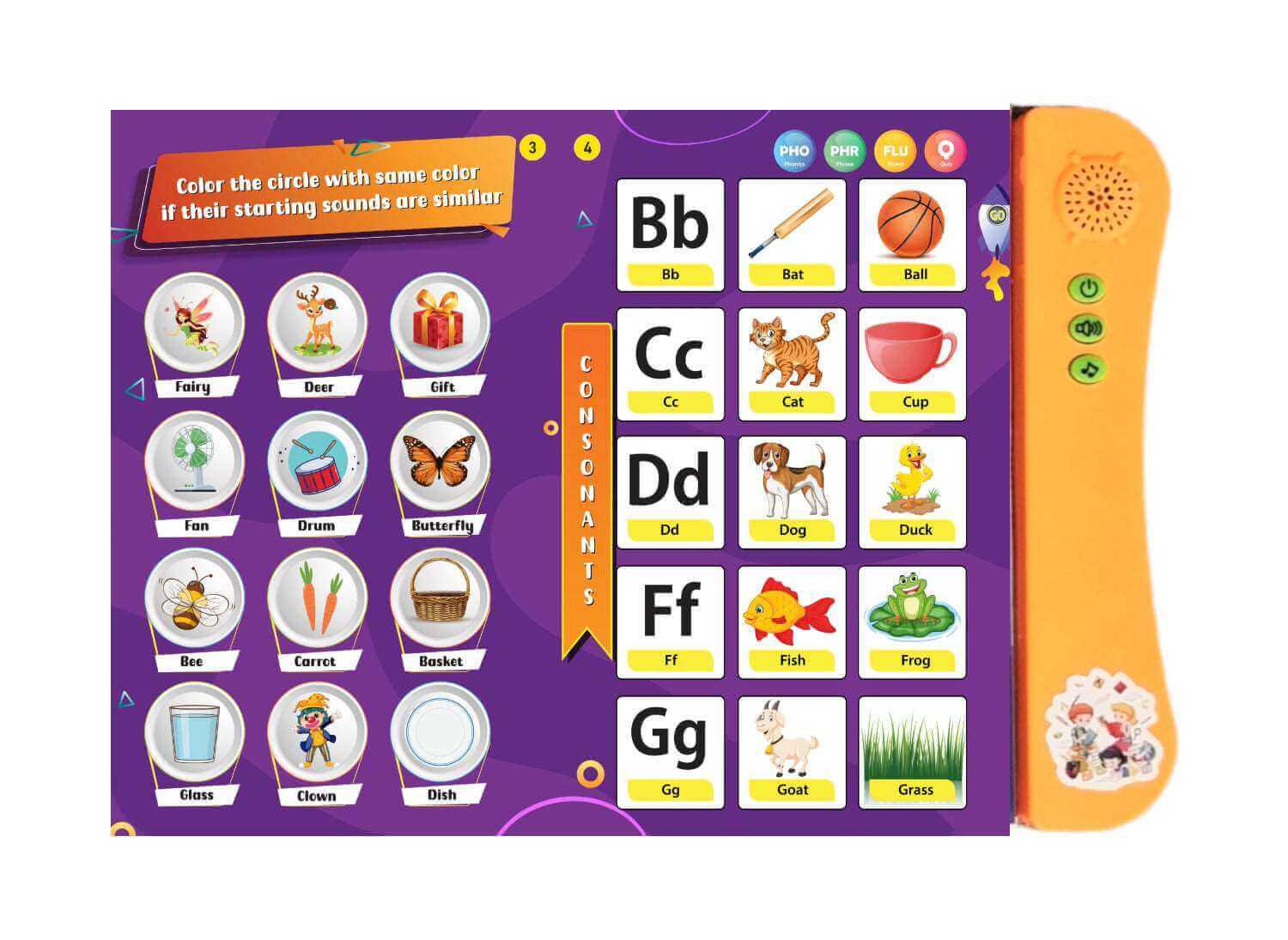 Kiddale 2-Pack My Home to Neighbourhood & Phonics Interactive Musical Sound Books