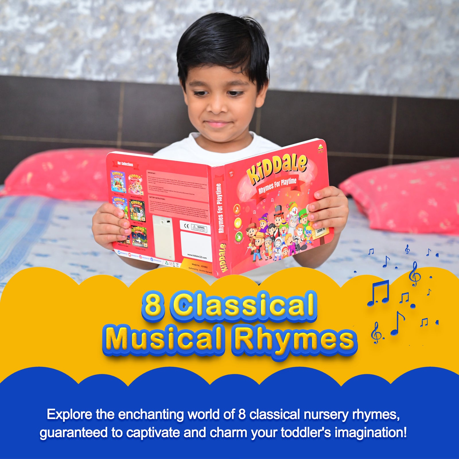 Kiddale 3-Pack Rhymes for Playtime, Music on the Farm and Hindi Nursery Rhyme Musical Interactive Sound Books