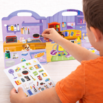 Kiddale Pack of 3 Sticker Books for Kids | Reusable & Washable Stickers | Big Fold-Out Play Scenes | Easy Carry Travel Activity Book for Toddlers