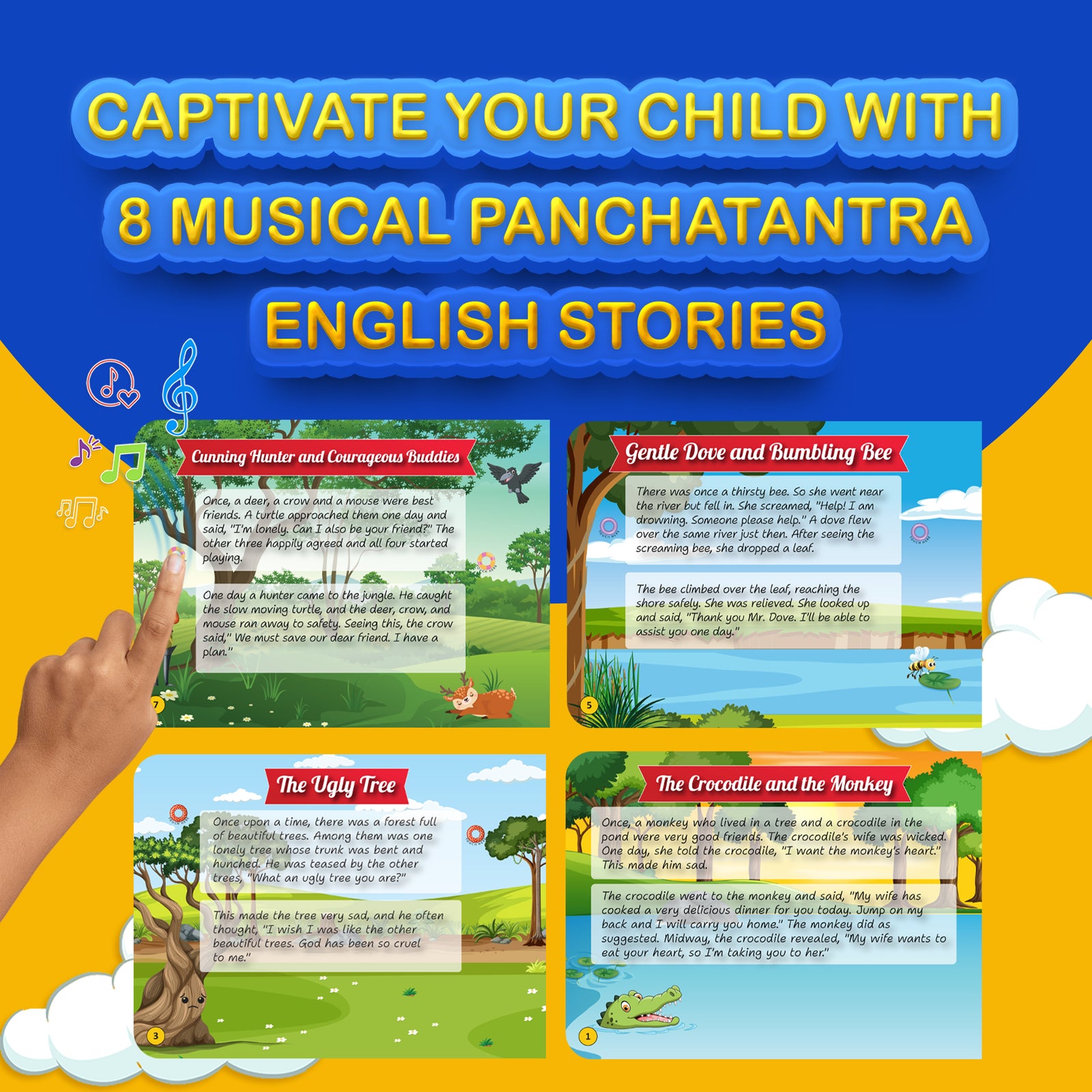 Kiddale 2-Pack Hindi and English Panchatantra Musical Interactive Sound Books