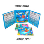 Kiddale Ocean Story Magnetic Puzzle Book for Kids 2-7 years | 2 Short Stories with 2 Picture Puzzles | Interactive Reading & Play | Early Learning Activity Book