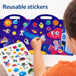 Kiddale Space Jelly Sticker Book for Kids 2–7 Years | Reusable & Washable Stickers | Large Fold-Out Play Scenes | Easy Carry Travel Activity Book | Creative Learning Book
