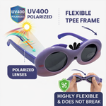 Kiddale Cool Trendy Kids Sunglasses for Boys and Girls – UV400 Polarized | Flexible TPEE Frame |Color Purple