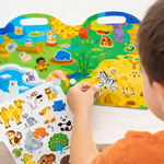 Kiddale Animal World Jelly Sticker Book for Kids 2–7 Years | Reusable & Washable Stickers | Big Fold-Out Play Scenes | Easy Carry Travel Activity Book for Toddlers