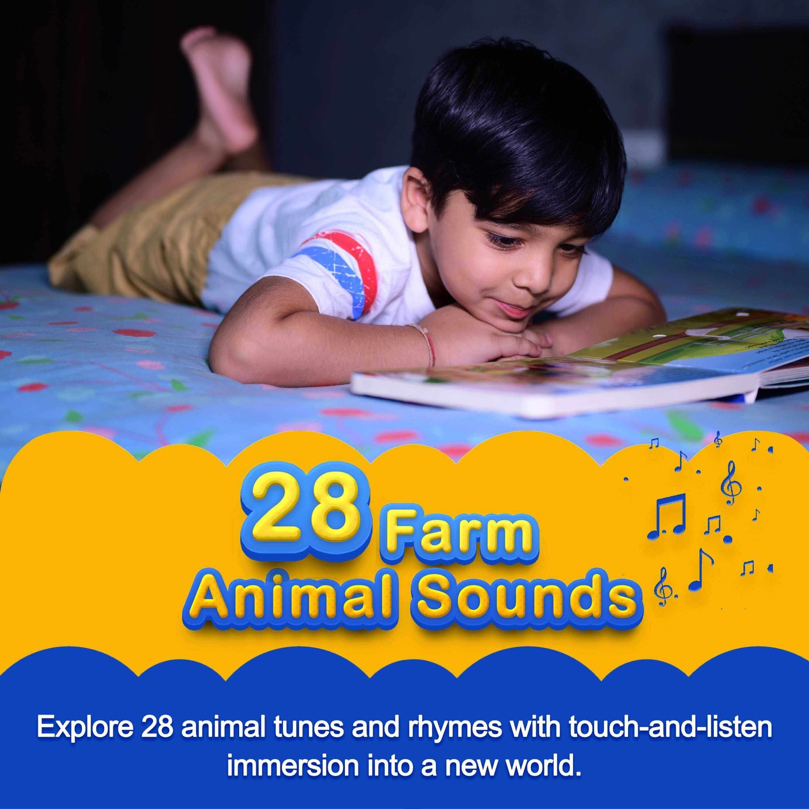 Kiddale 4-Pack Classical,Farm,Wild Animals & Birds Nursery Rhymes Sound Book