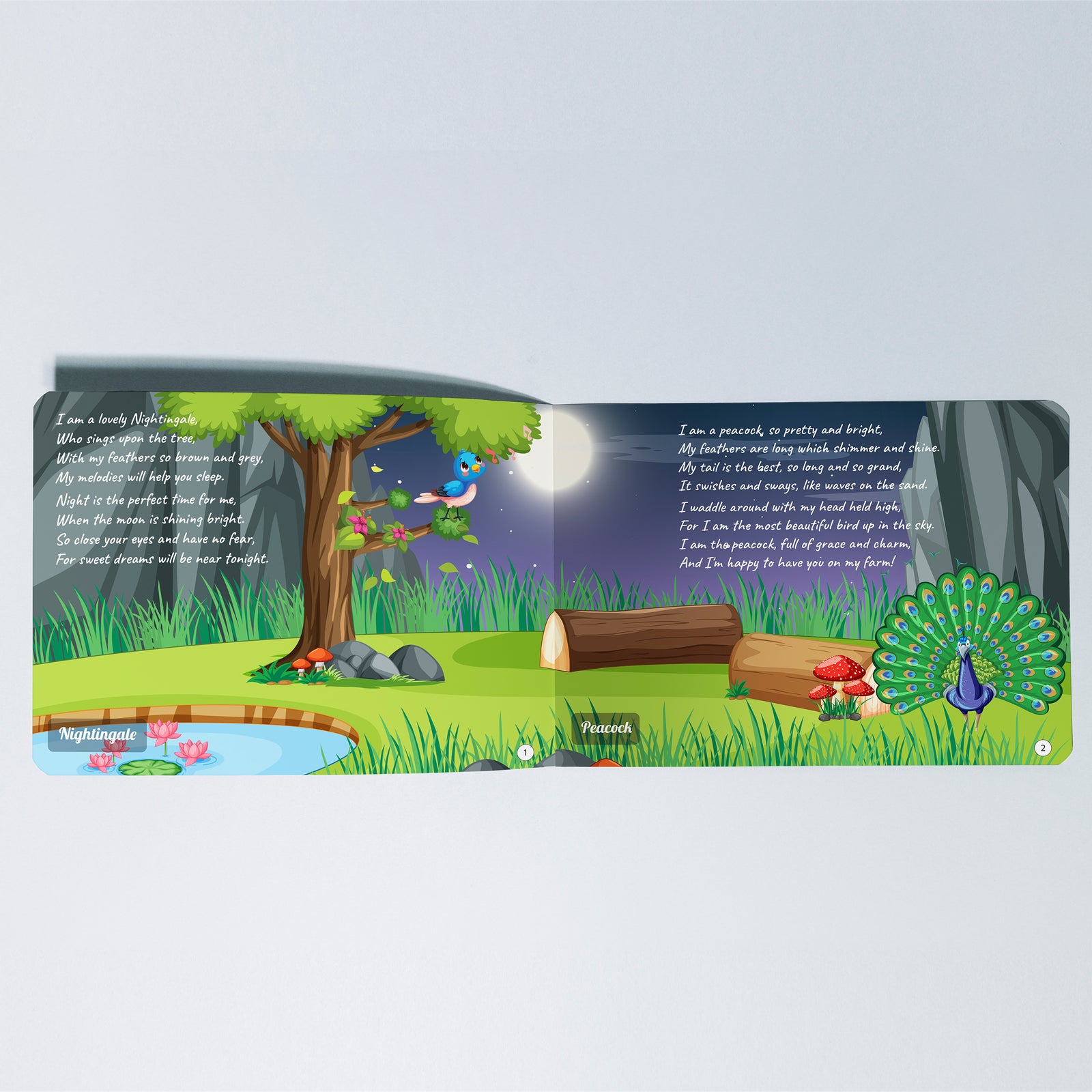 Kiddale 2-Pack Interactive Board Books: "Music on the Farm" & "Chirping in the Sky" for Kids