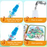 Kiddale Magic Reusable Water Painting Book for Kids 3-8 years | Princess Theme | Water Color Fun with Water Pen | 4 Paint Pages & 2 Princess Sticker Sheets | Mess-Free Creative Play